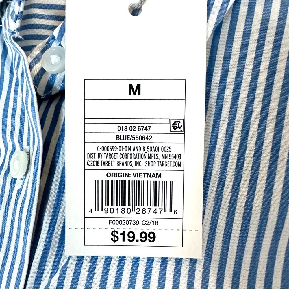 Women’s Striped Long Sleeve Blue & White Cotton Shirt - Picture 5 of 6